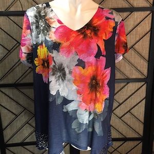 NWOT TIME & TRU XXL SHORT SLEEVE BEAUTIFUL FUN SUMMER SHIRT